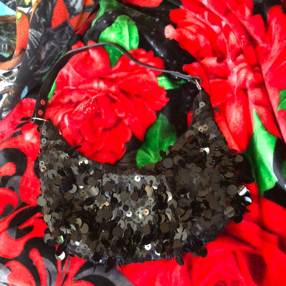 All black sequence purse